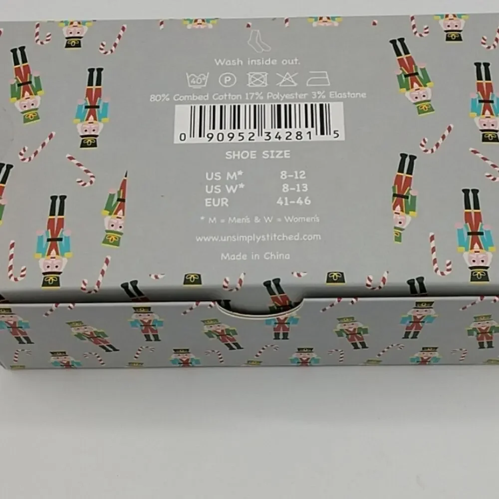 NWT Holiday Socks Unisex Fox, Nutcracker & Raccoon 3 pack Gift Box